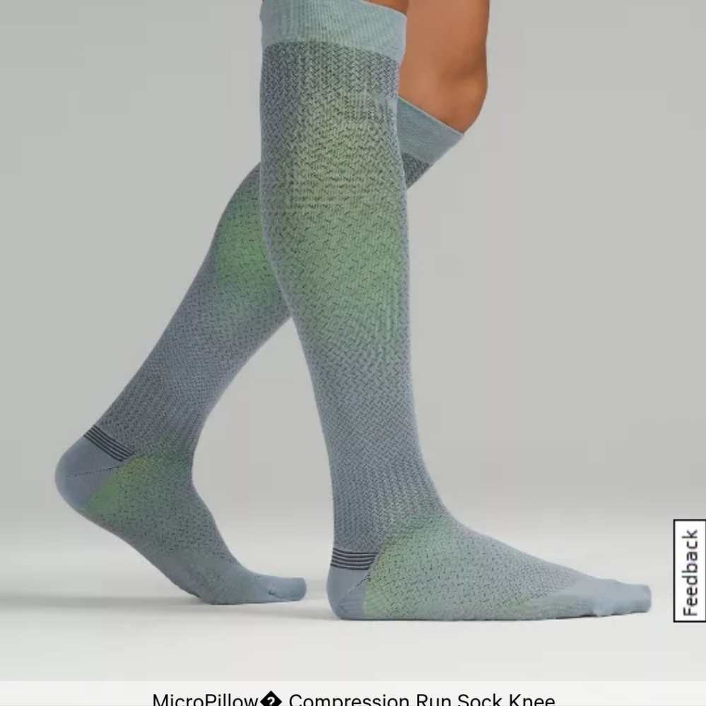 Lululemon Men's MICROPILLOW COMPRESSION KNEE-HI RUN SOCK, Chambray NWOT